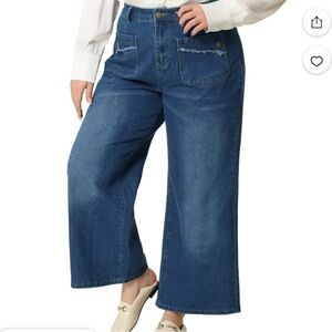 Agnes Orinda Womens Plus Size Wide Leg Jeans Palazzo Trouser Denim Pants 1X